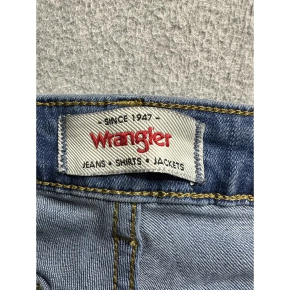 Wrangler Jeans Womens 18 Long Blue High Rise True Straight Stretch Denim Zip Fly